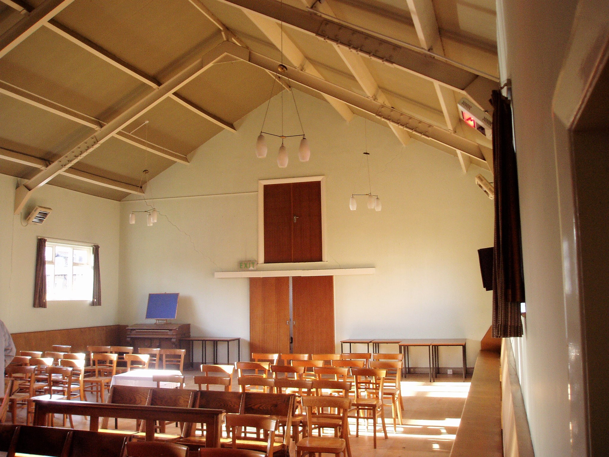 A church hall with exposed beams